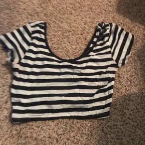 White and black striped crop top